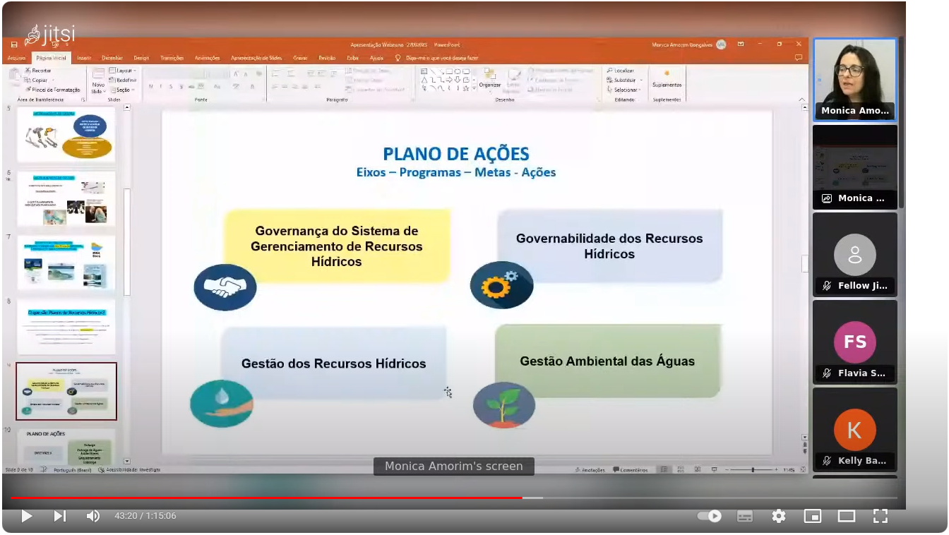 A palestra abordou sobre o monitoramento dos planos e as ações de capacitação da Agência ao Sigerh/ES